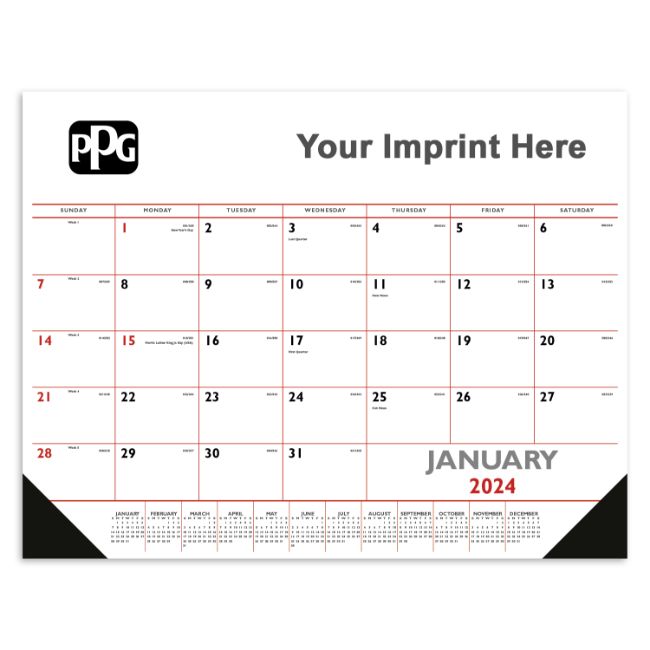 Red Desk Pad Calendar-PPG